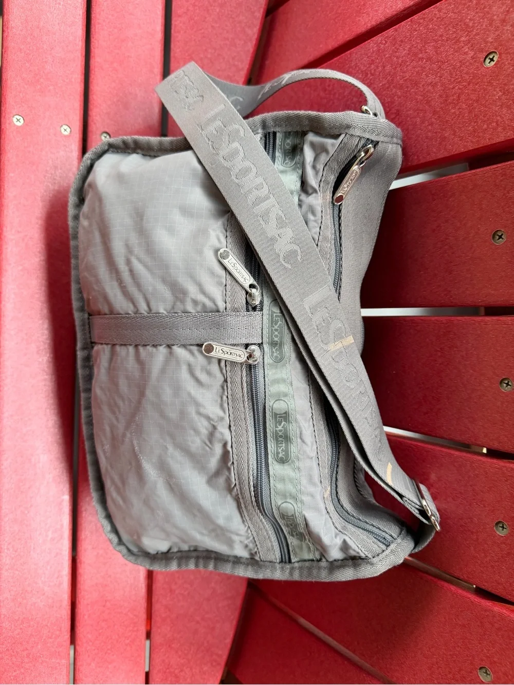 Lesportsac DELUXE EVERYDAY BAG Charcoal Gray with Branded Strap